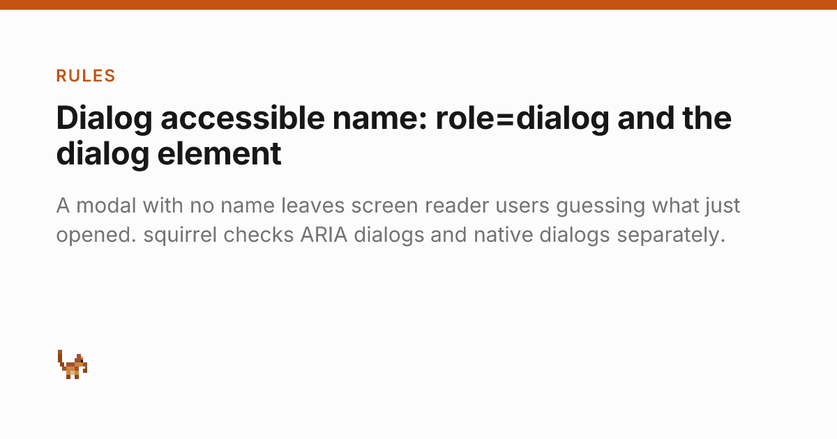 ARIA Dialog Name